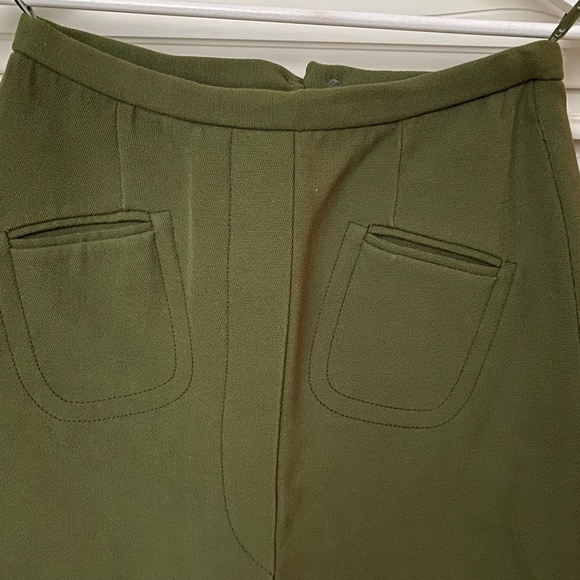 Sz Sm 60s Vintage Heavy Wool Mod Green Skirt - Picture 3 of 15